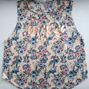 Love Spell Pastel Yellow Floral Top Sz XL